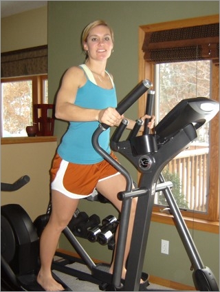 Rebecca George-O'Hearn on an elliptical trainer