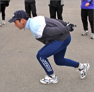 Barry Publow demonstrates proper skate position