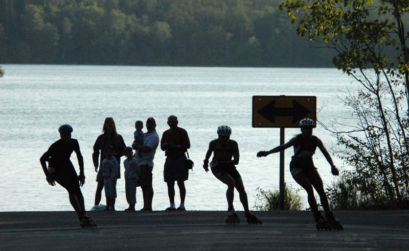Silhouettes of Skaters and Spectators