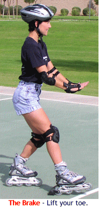Kathy demonstrates the braking position