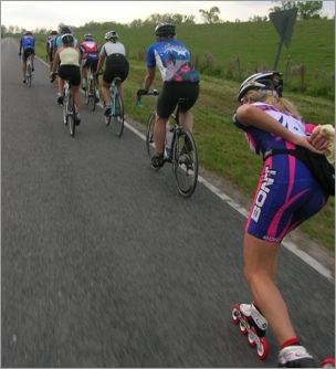 Debbie Race chases the peleton