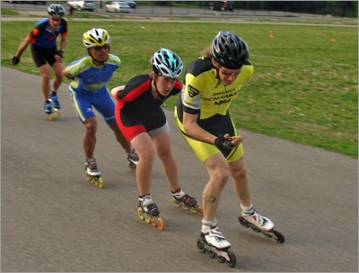 Skaters doing interval training