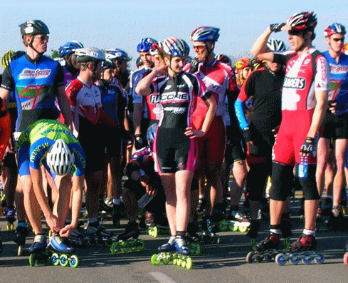 Cheryl Ezzell at starting line, Texas Road Rash