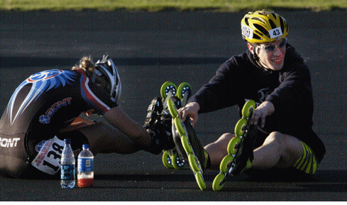 Randy Bowman stretching before Road Rash