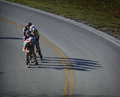 Drafting downhill at the Road Rash