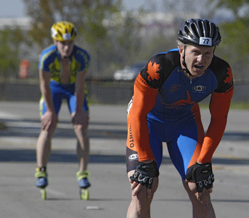 Alex Fedak catches his breath after crossing the finish line